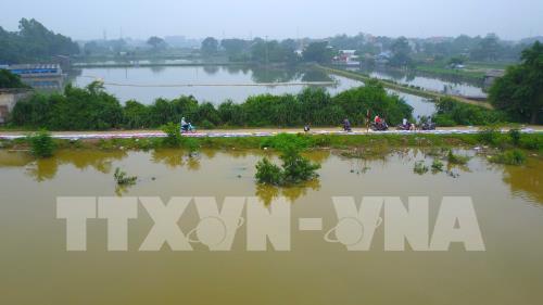 Chùm ảnh Chương Mỹ chìm trong nước nhìn từ trên cao