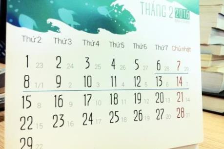 Lịch nghỉ Tết Nguyên đán Bính Thân 2016