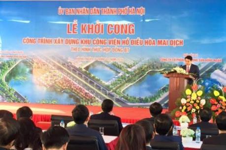 Khởi công xây dựng khu công viên và hồ điều hòa Mai Dịch