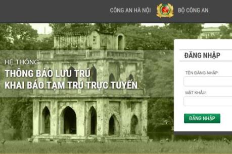 Hà Nội triển khai hệ thống thông báo lưu trú, khai báo tạm trú trực tuyến