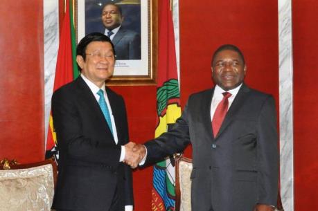 Chủ tịch nước Trương Tấn Sang hội đàm với Tổng thống Mozambique