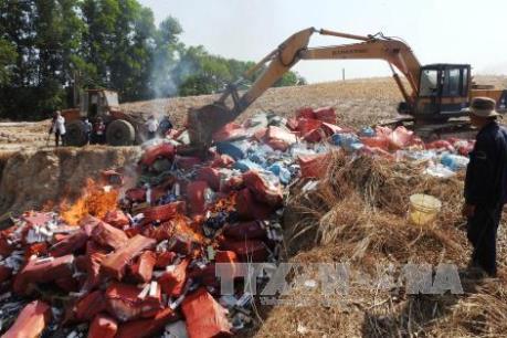 Vĩnh Long tiêu hủy hơn 33.000 gói thuốc lá ngoại