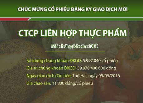 Cổ phiếu của CTCP Liên hợp Thực phẩm chính thức giao dịch tại sàn UPCOM