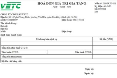 Dịch vụ thu phí tự động đường bộ ETC áp dụng hóa đơn điện tử