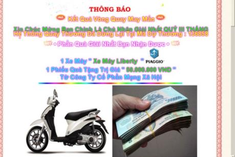 Xóa đường dây lập website giả phát tán tin nhắn trúng thưởng