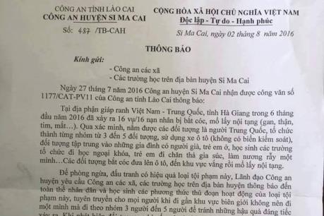 Tin mới vụ cảnh báo tội phạm bắt cóc, mổ lấy nội tạng
