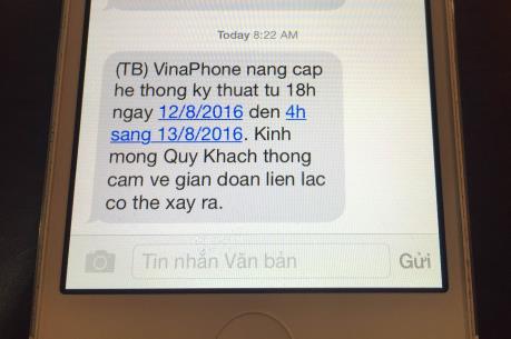 Mạng VinaPhone bị gián đoạn từ 18h hôm nay