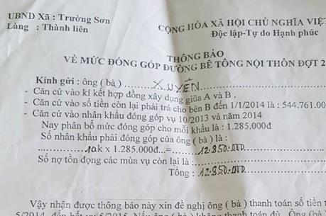 Thanh Hóa: Kiểm điểm các cá nhân, tập thể trong vụ lạm thu ở xã Trường Sơn