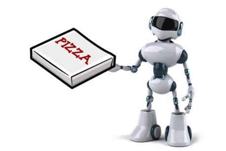 Thú vị robot thay con người chế biến và bán bánh Pizza