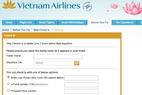 Vietnam Airlines mở thêm điểm cung cấp dịch vụ "web check-in" 