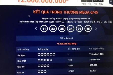 Tin mới nhất: Thêm người trúng hơn 71 tỷ đồng giải xổ số Vietlott