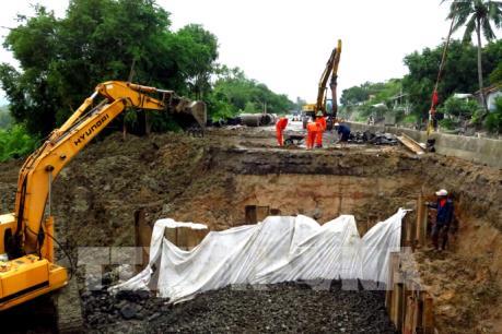 Phú Yên: Sụt lún, nứt mặt đường Quốc lộ 1 đoạn qua dốc Vườn Xoài