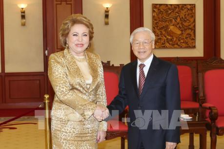 Tổng Bí thư Nguyễn Phú Trọng tiếp Chủ tịch Hội đồng Liên bang (Thượng viện) Nga