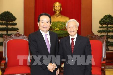 Tổng Bí thư Nguyễn Phú Trọng tiếp thân mật Chủ tịch Quốc hội Hàn Quốc Chung Sye-kyun