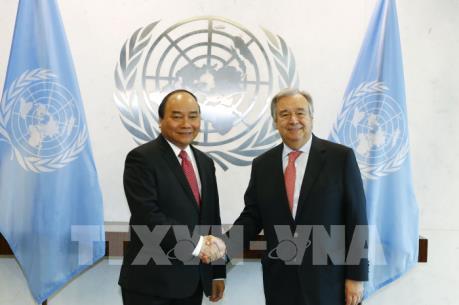 Thủ tướng Nguyễn Xuân Phúc hội đàm với Tổng thư ký Liên hợp quốc Antonio Guterres