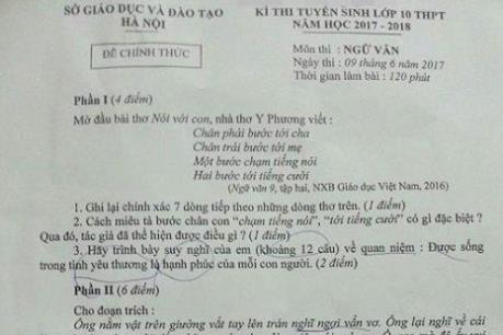 Đề thi Ngữ văn vào lớp 10 THPT tại Hà Nội