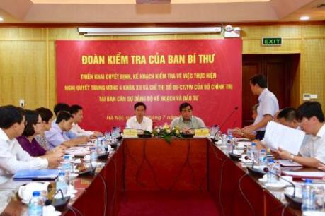 Đoàn kiểm tra của Ban Bí thư Trung ương Đảng làm việc với Bộ Kế hoạch và Đầu tư 