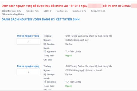 Chức năng thay đổi nguyện vọng trực tuyến sẽ chính thức đóng lúc 17h hôm nay