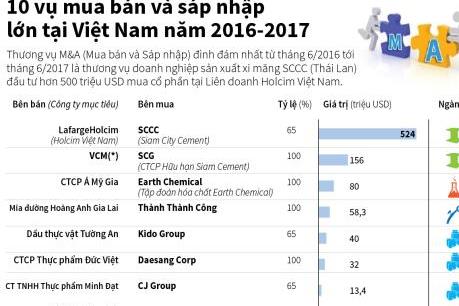 10 vụ mua bán và sáp nhập lớn tại Việt Nam năm 2016-2017