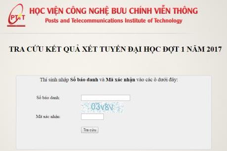 Xem điểm chuẩn năm 2017 Học viện Công nghệ Bưu chính Viễn thông