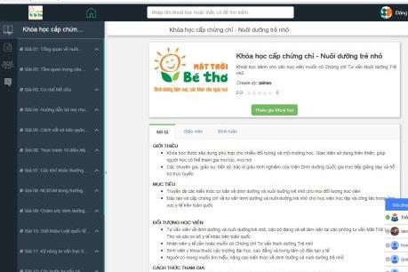 Khai trương hệ thống đào tạo trực tuyến về nuôi dưỡng trẻ nhỏ đầu tiên ở Việt Nam