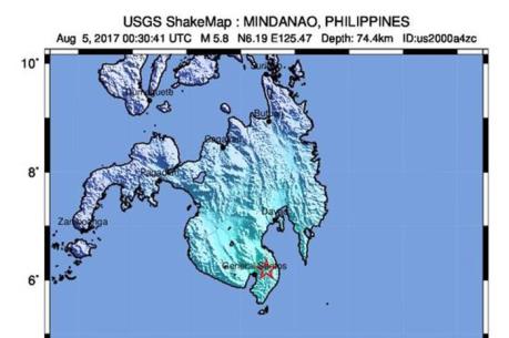 Động đất mạnh làm rung chuyển phía Nam đảo Mindanao, Philippines