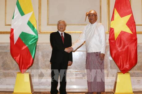 Tổng Bí thư Nguyễn Phú Trọng hội đàm với Tổng thống Myanmar Htin Kyaw