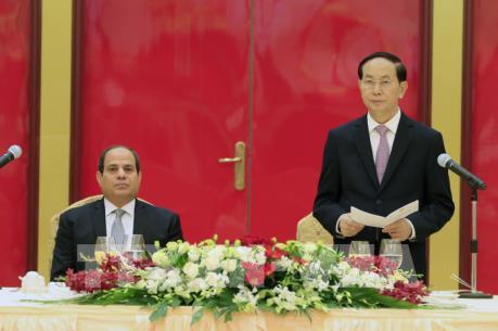 Chủ tịch nước Trần Đại Quang chiêu đãi trọng thể Tổng thống Ai Cập Abdel Fattah Al Sisi