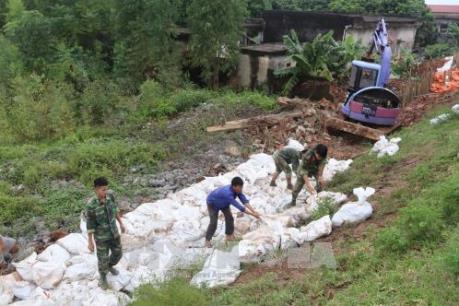 Khắc phục sự cố sạt lở bể chứa trạm bơm Gia Viễn, Ninh Bình do mưa lũ