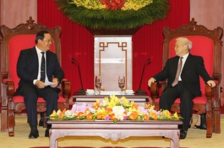 Tổng Bí thư Nguyễn Phú Trọng tiếp Phó Thủ tướng Lào Sonexay Siphandone