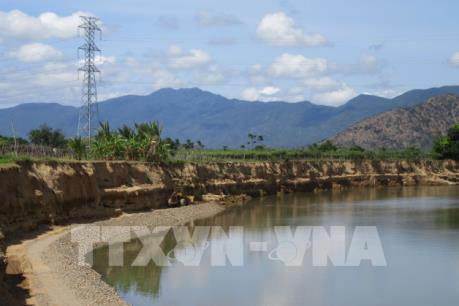 Thúc tiến độ thi công đập hạ lưu sông Dinh trước mùa mưa lũ