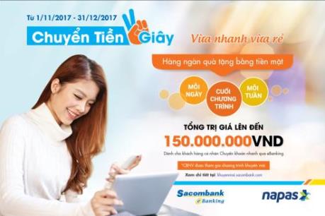 Khuyến mại lớn cho khách hàng chuyển tiền nhanh tại Sacombank