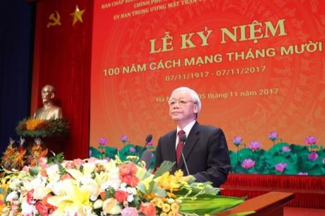 Bài phát biểu của Tổng Bí thư tại Lễ kỷ niệm 100 năm Cách mạng Tháng Mười Nga