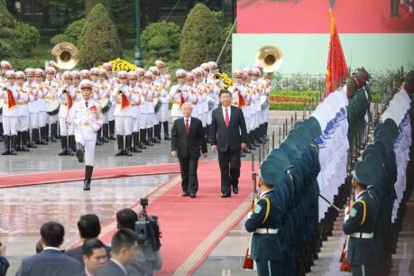 Tổng Bí thư Nguyễn Phú Trọng chủ trì lễ đón chính thức Tổng Bí thư, Chủ tịch Trung Quốc