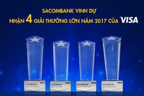 Sacombank nhận 4 giải thưởng của tổ chức thẻ Visa