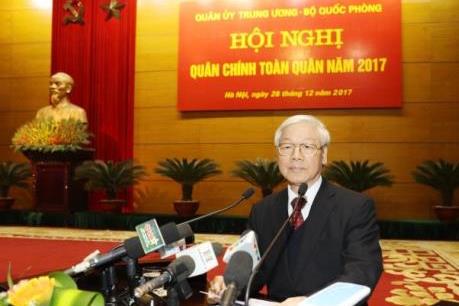 Tổng Bí thư Nguyễn Phú Trọng dự và phát biểu chỉ đạo tại Hội nghị Quân chính toàn quân