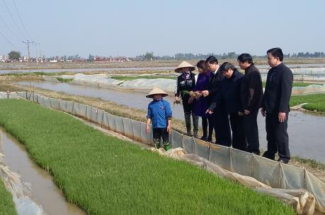 Bộ trưởng Nguyễn Xuân Cường kiểm tra việc lấy nước gieo cấy vụ Đông Xuân