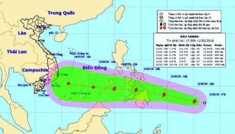 Xuất hiện bão Sanba gần Biển Đông