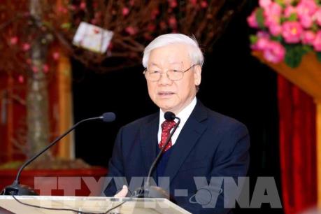 Tổng Bí thư gặp mặt, chúc Tết cán bộ, công chức, người lao động Văn phòng Trung ương Đảng