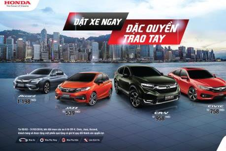 Cập nhật bảng giá xe ô tô Honda tháng 3/2018