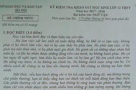 Đề thi thử THPT Quốc gia môn Ngữ Văn của Sở GD-ĐT Hà Nội