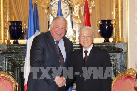 Tổng Bí thư Nguyễn Phú Trọng hội kiến Chủ tịch Thượng viện Pháp Gérard Larcher