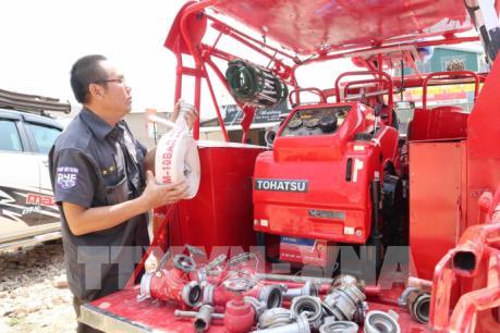 Đội chữa cháy cơ động dưới chân núi Langbiang