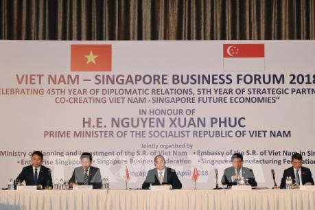 Thủ tướng Nguyễn Xuân Phúc dự Diễn đàn Kinh doanh Việt Nam-Singapore