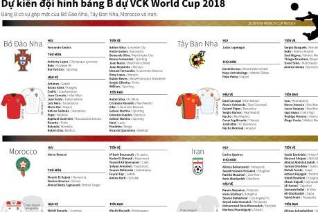 Danh sách đội hình dự kiến các đội dự VCK World Cup 2018 (Bảng B)