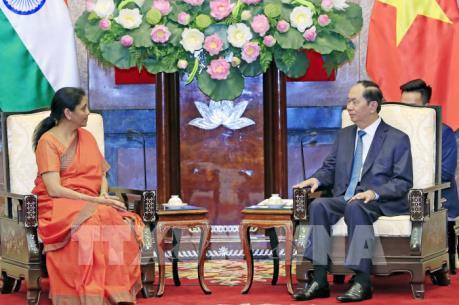 Chủ tịch nước Trần Đại Quang tiếp Bộ trưởng Bộ Quốc phòng Ấn Độ Nirmala Sitharaman