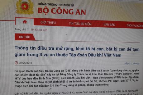 Khởi tố 4 bị can trong 3 vụ án thuộc Tập đoàn Dầu khí Việt Nam