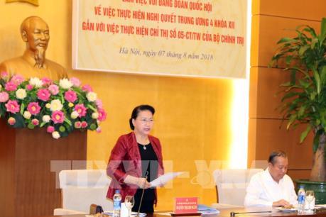 Đoàn kiểm tra của Bộ Chính trị làm việc với Đảng đoàn Quốc hội