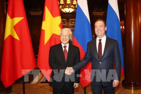 Tổng Bí thư Nguyễn Phú Trọng hội kiến Thủ tướng Liên bang Nga Dmitry Medvedev