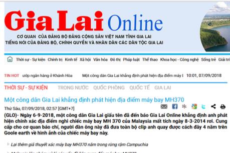 Xác minh thông tin một công dân tuyên bố biết vị trí rơi của máy bay MH370